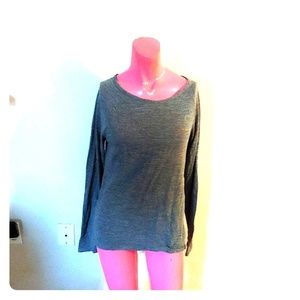 Gray Long Sleeved Open Back Cutout Shirt